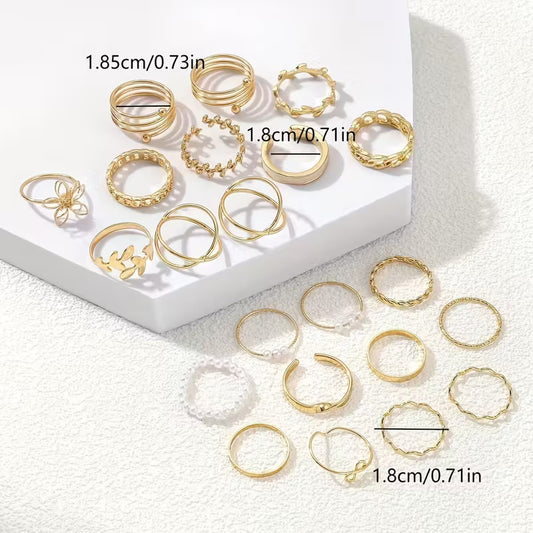 22PCS Women’s Vintage Punk Stacked Rings Set