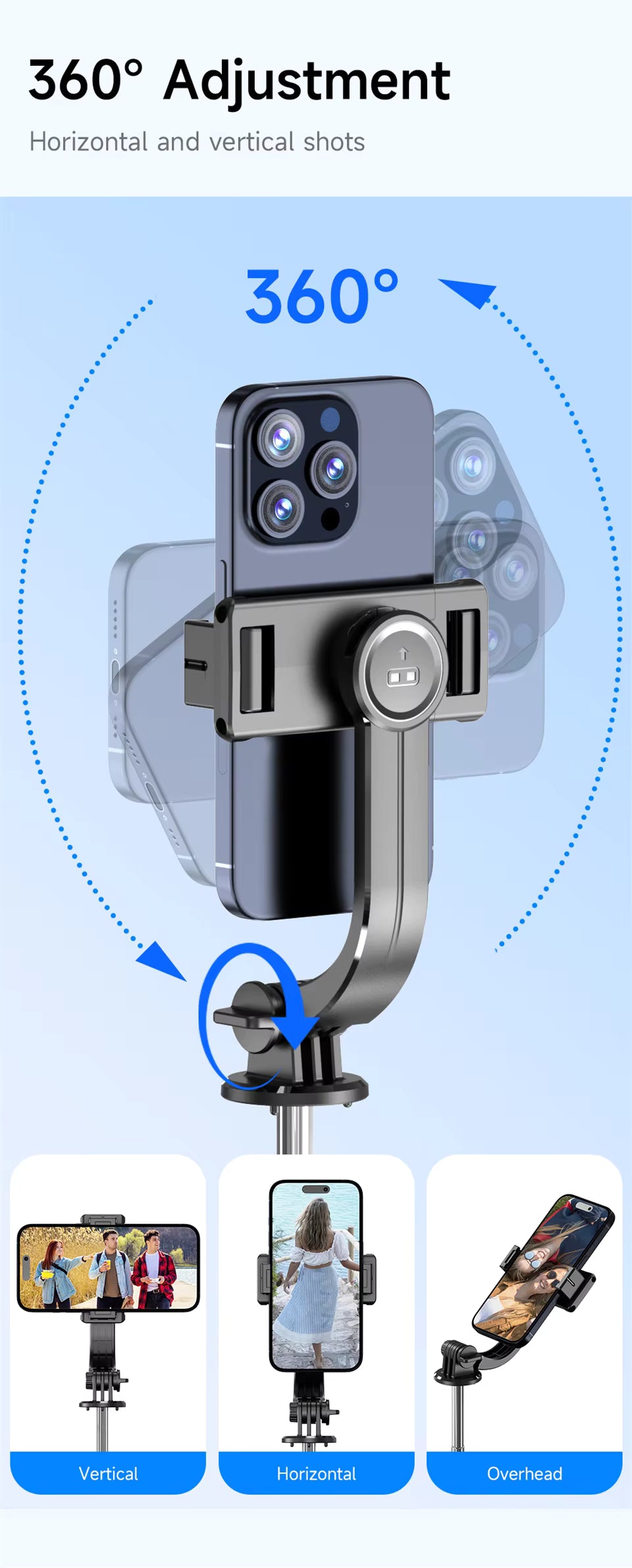 MEUYAG Selfie Stick Tripod with Bluetooth Remote & Fill Light – 1708mm Long, 360° Rotation, Phone Holder