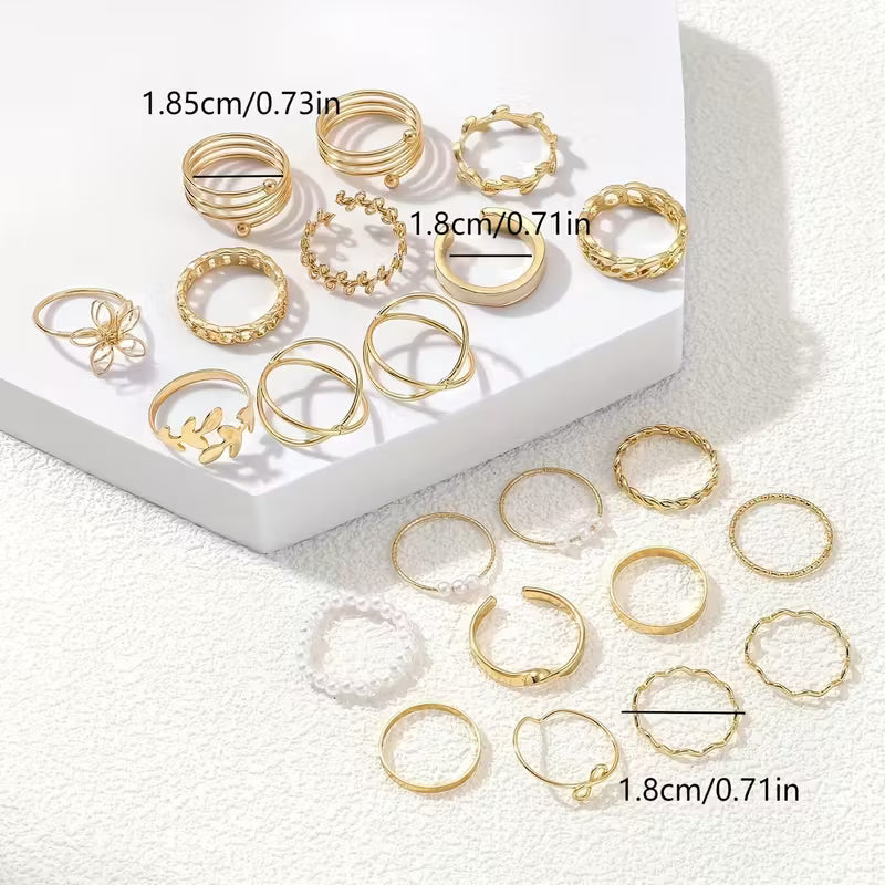22PCS Women’s Vintage Punk Stacked Rings Set