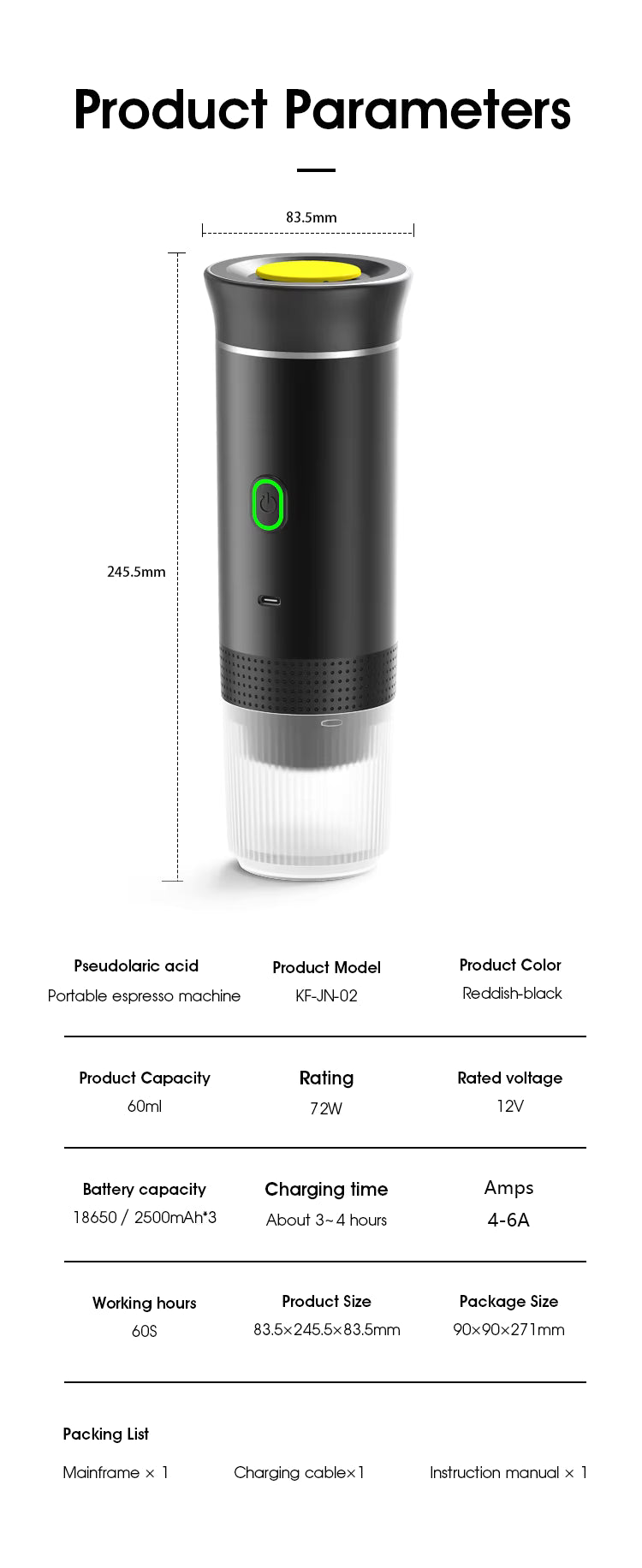 "Portable 3-in-1 Espresso Coffee Maker – Travel, Car & Home Use | Compatible with Capsules & Ground Coffee"