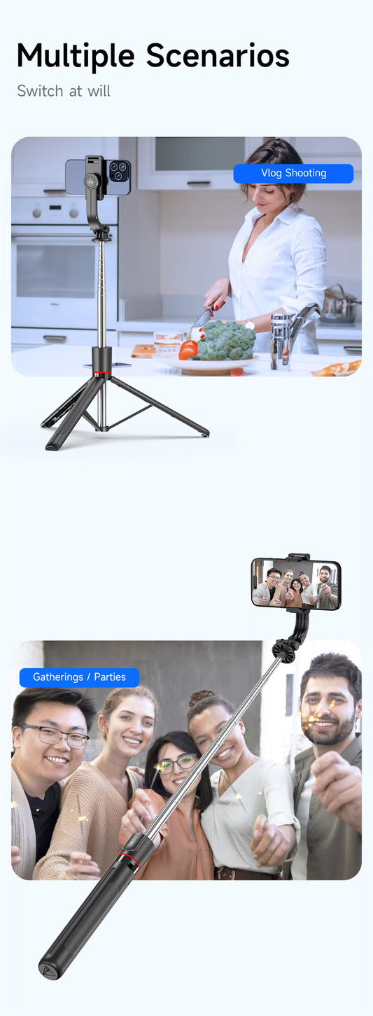 MEUYAG Selfie Stick Tripod with Bluetooth Remote & Fill Light – 1708mm Long, 360° Rotation, Phone Holder