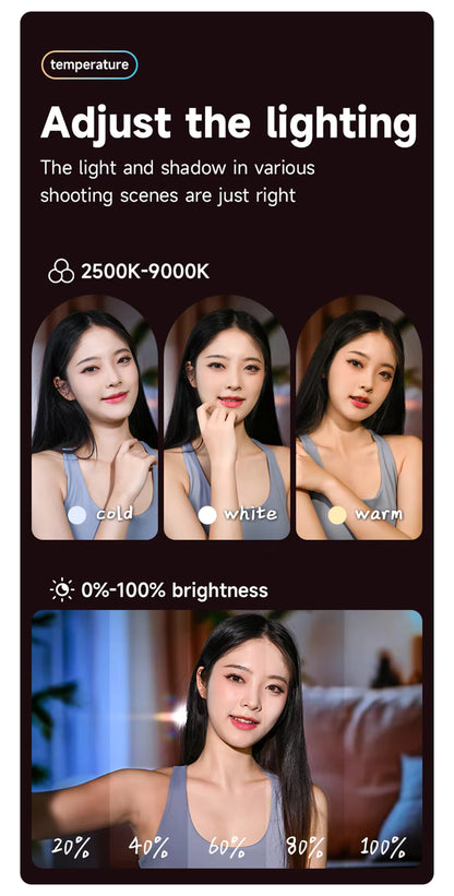 4-in-1 Selfie Makeup Light Magnetic Fill Light Portable Pocket Light Strip Mirror Outdoor Touch-Up Lighting Mobile Phone Stand