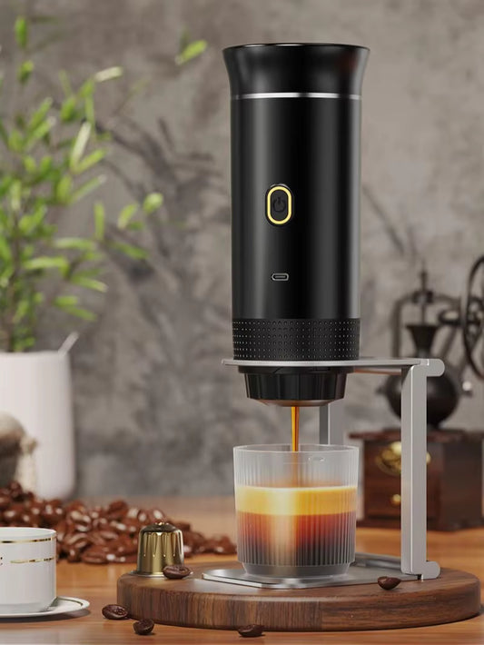 "Portable 3-in-1 Espresso Coffee Maker – Travel, Car & Home Use | Compatible with Capsules & Ground Coffee"