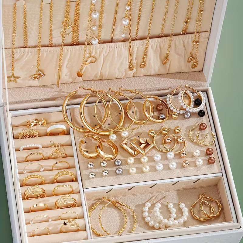 86PCS Women’s Fashion Jewelry Set – Elegant Necklaces, Earrings, Rings & Studs for Everyday Wear and Trendy Gifting (No Box)