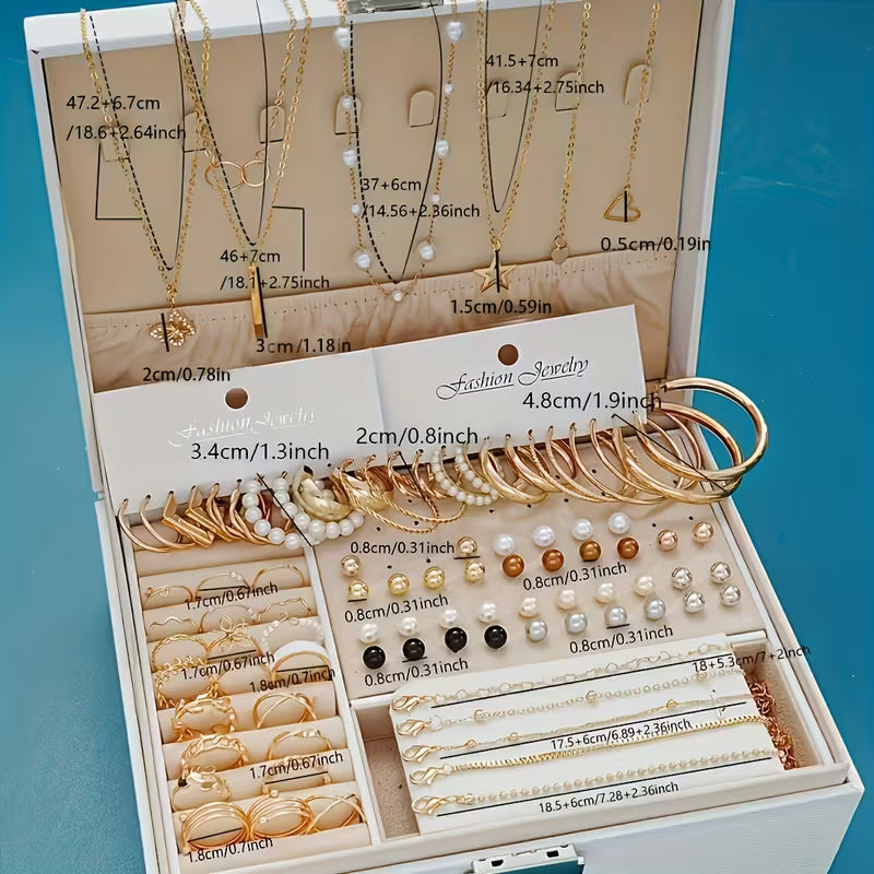 86PCS Women’s Fashion Jewelry Set – Elegant Necklaces, Earrings, Rings & Studs for Everyday Wear and Trendy Gifting (No Box)